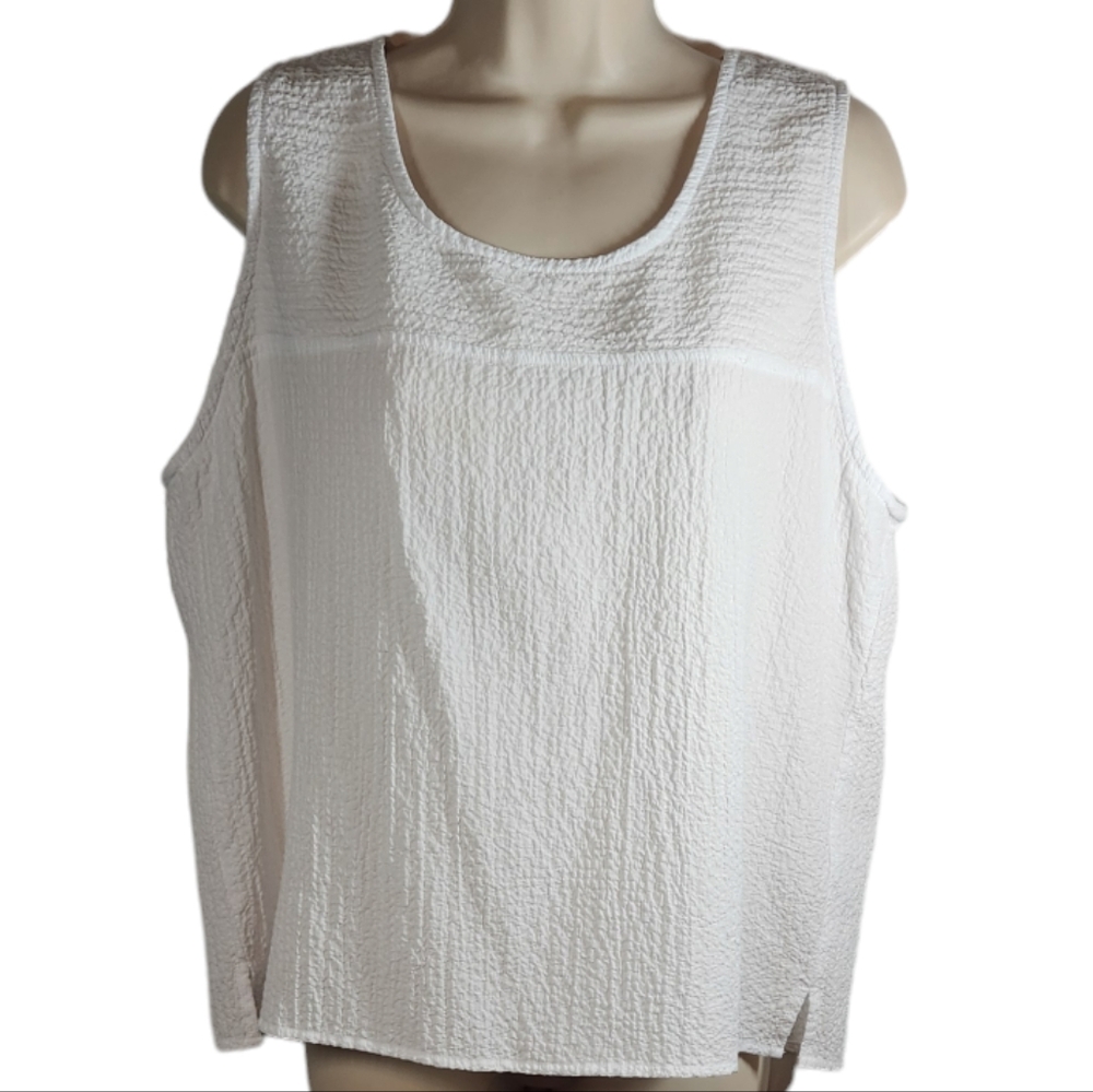 Habitat Sleeveless Top Gauze Crepe Boxy Oversized Lagenlook White Lightweight XL